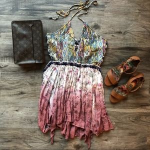 Gimmicks Bohemian Paisley Halter Top Tunic Dress